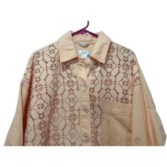 Anthropologie Maeve Lace Shirt Jacket Women Small Orange Shacket Cottage Western - Picture 8 of 16